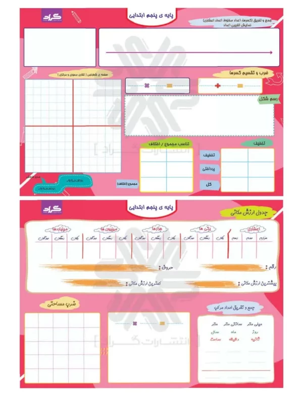 لمینت جامع پایه ی پنجم انتشارات گراد(قرمز)
