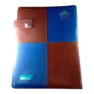 کلاسور چرمی برند verda طرح قهوه ای آبی